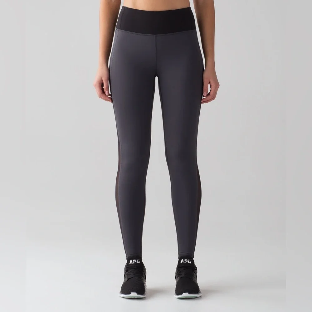 Lululemon Athletica Blue Tied/Black Gray Smooth Stride Tight Leggings size 6 - Picture 9 of 16